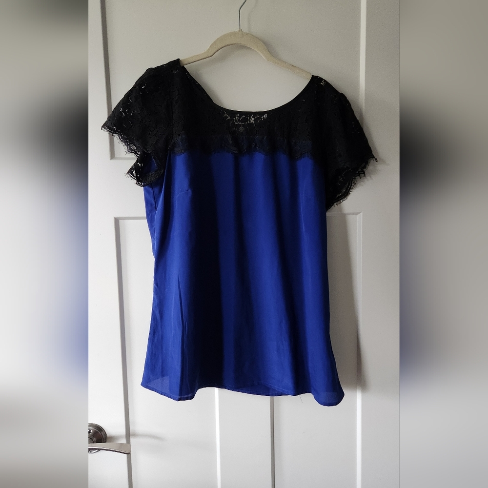 Black And Blue Lace Blouse XS